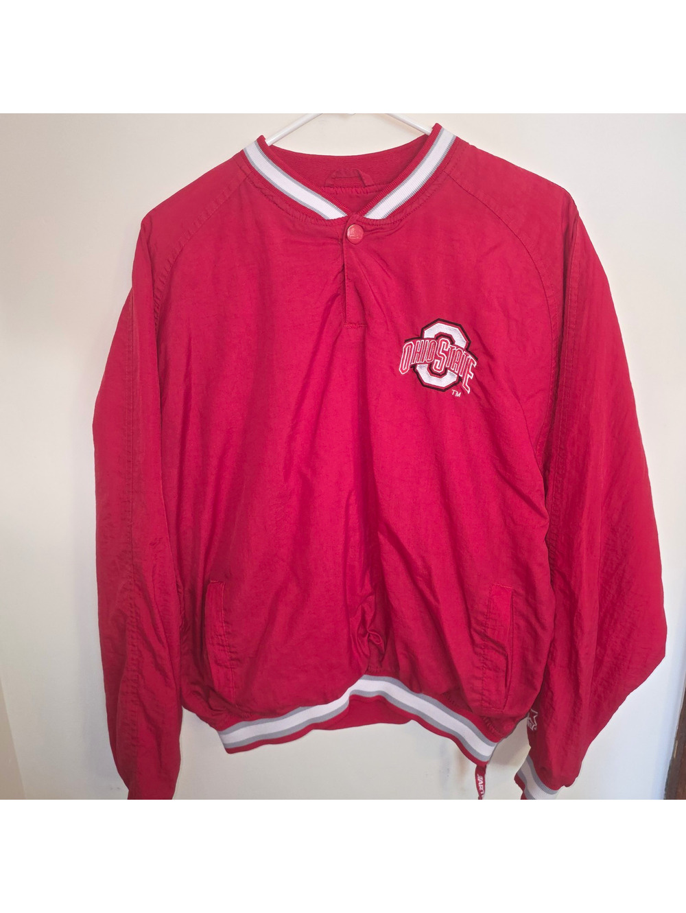 Vintage 90s Starter Ohio State Buckeyes Jacket XL Red Pullover NCAA OSU